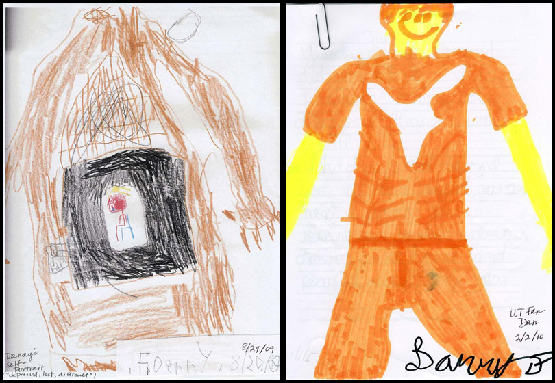 Dan's Self-portraits before and after the Learning Ears Program